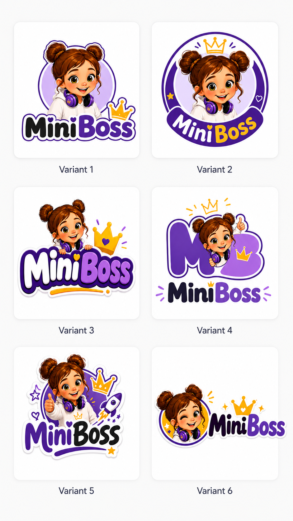 MiniBoss logo hääletus kõik kuus logo varianti mobiiliversioonis